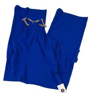 NWT Jay Godfrey Zinnia Jumpsuit, Blue Sapphire, Chain Detail, Sz 12, 345$